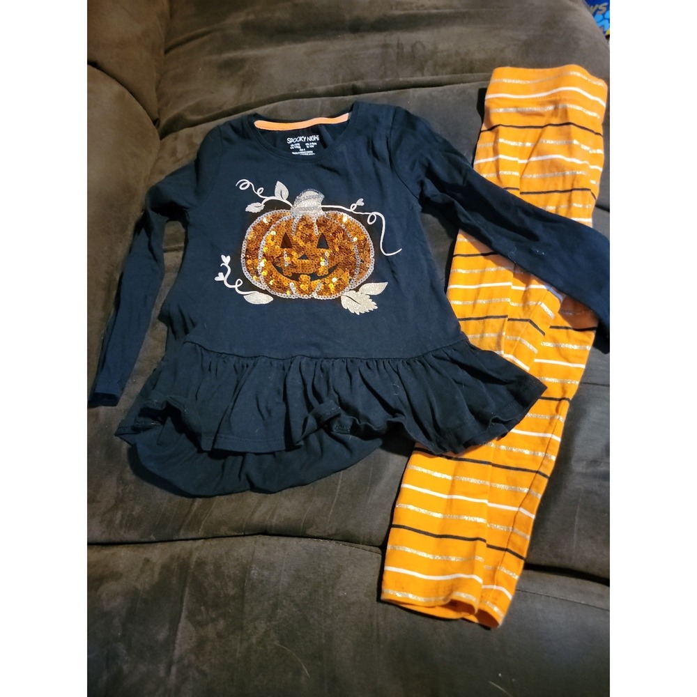 Spooky night pumpkin sparkle Halloween outfit size 4